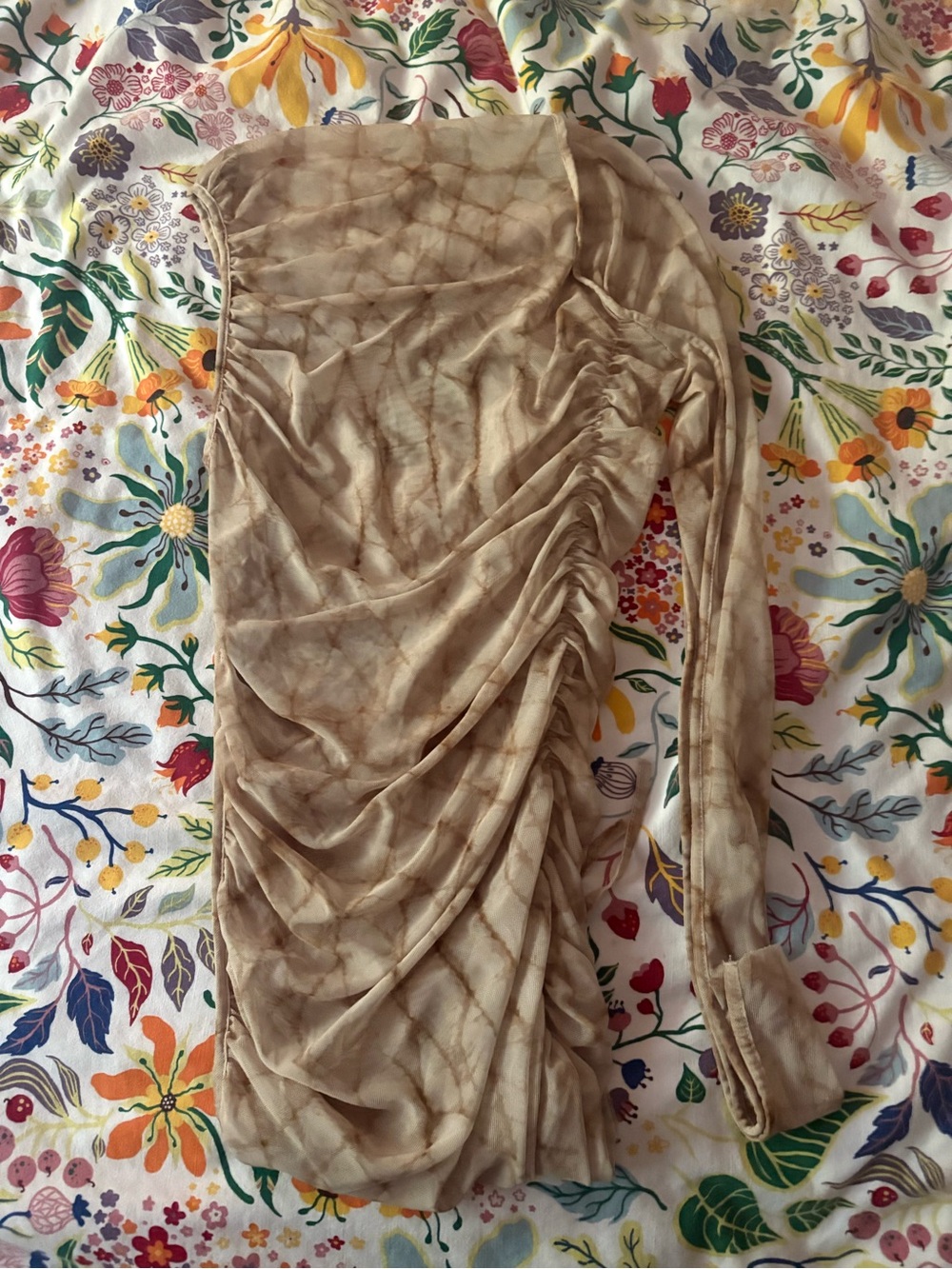 Zara Mesh Sheet Snakeskin one sleeve top size S